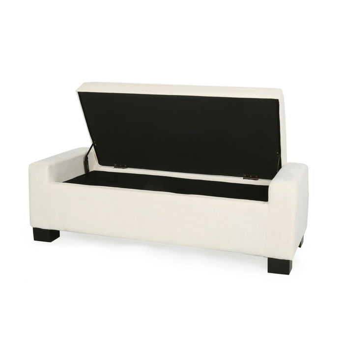 Textured Fabric Ottoman Bench With Hinged Lid