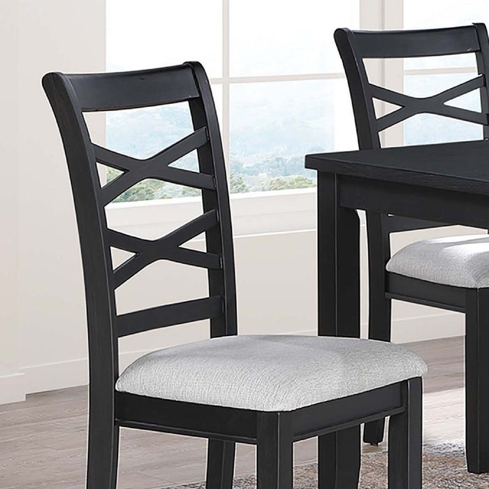 Dining Set 6 Piece With Table And Upholstered X Back Chairs - Charcoal