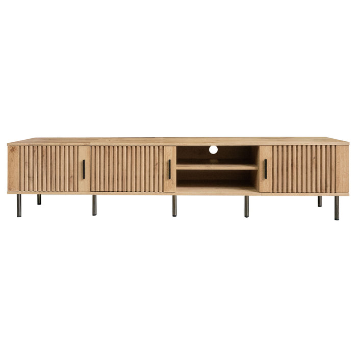 78" TV Stand For TVs Up To 85" With Closed Storage, Living Room Entertainment Center - Natural Wood