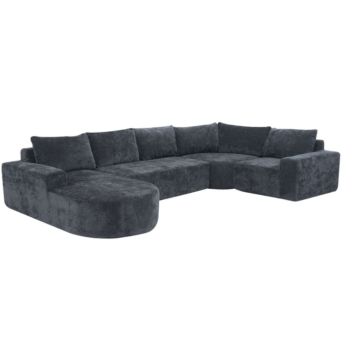 Modular Cloud Sectional Sofa Set, U-Shaped Upholstered Couch With Deep Seat