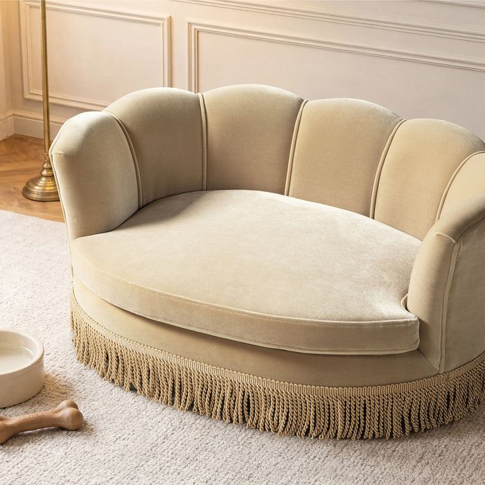 Clara - Medium Scalloped Pet Sofa Bed - Brown