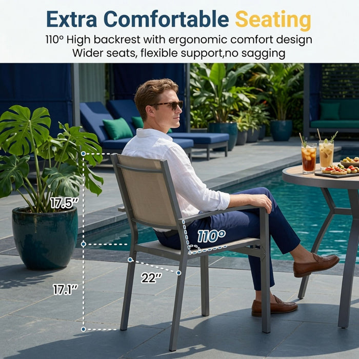 5 Piece Patio Dining Set & Table And Chairs For Outdoor Use - Gray