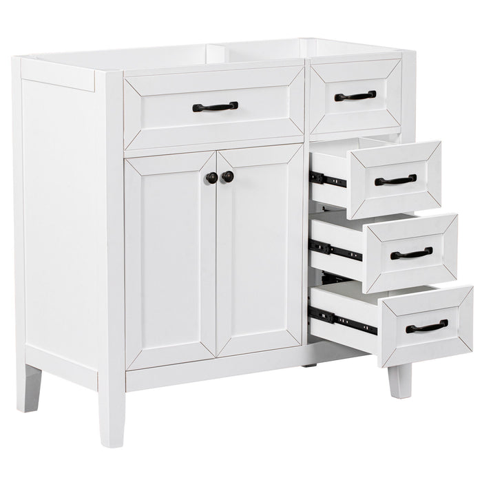 Modern Bathroom Vanity Base Only, 2 Doors And 3 Drawers
