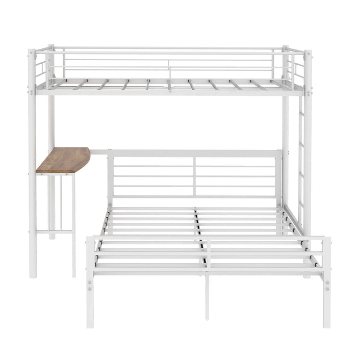 Bunk Bed With Built In Desk & Guardrail Frame