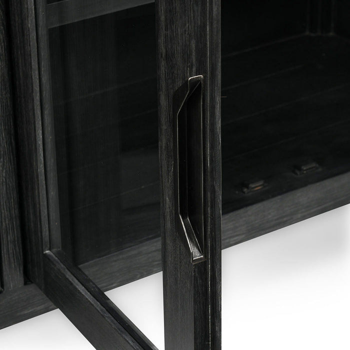 Macarthur - Reclaimed Oak 4 Door Cabinet - Aged Black