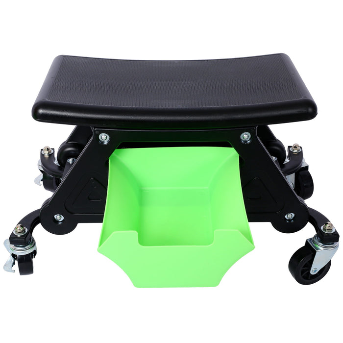 Heavy Duty Mechanic Stool With Tool Storage 300 Lbs Capacity Hdpe - Green