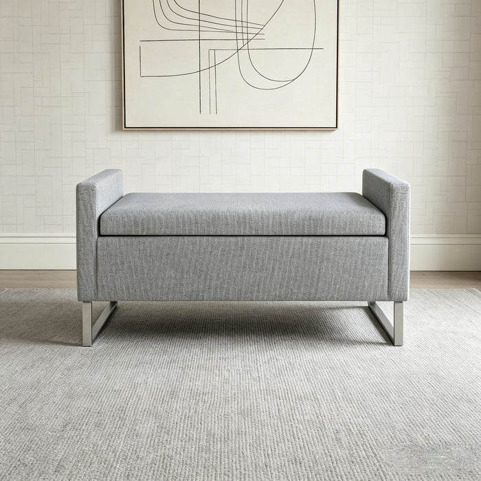 Upholstered Ottoman Bench With Storage - Dark Gray