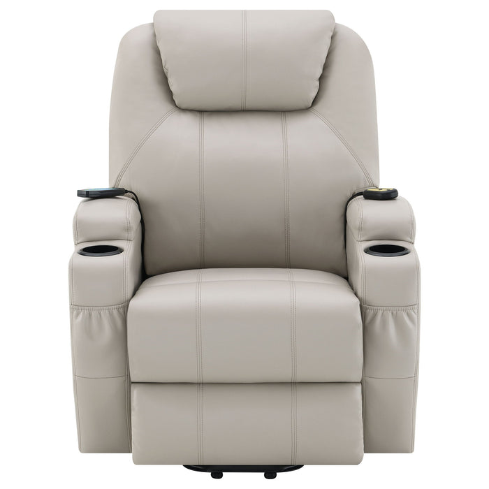 Selwyn - Upholstered Power Massage Recliner With Heat And Massage Functions - Champagne