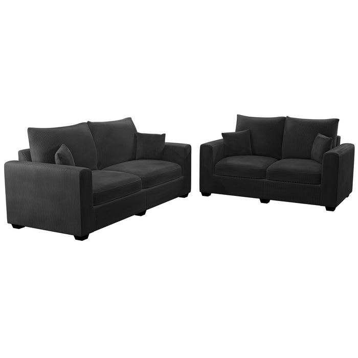 2 Piece Contemporary Style Sofa Set With Matching Pillows