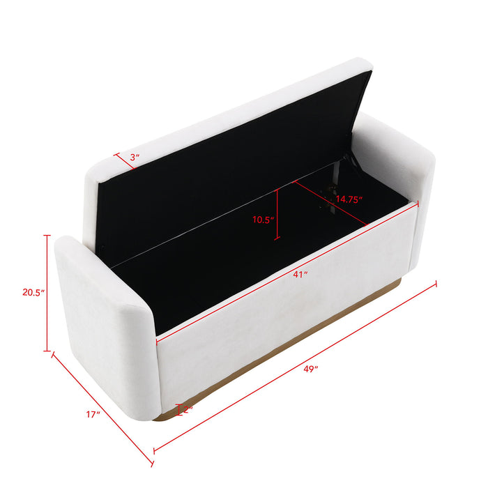 Upholstered Storage Bench With Safety Hinge