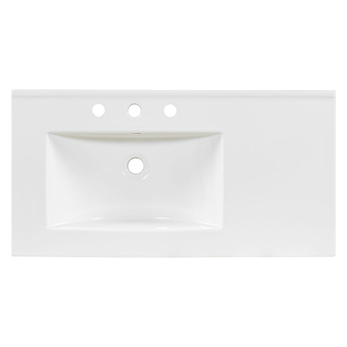 Bathroom Vanity, 2 Soft Close Doors, 3 Soft Close Drawers, Adjustable Shelf - Wood