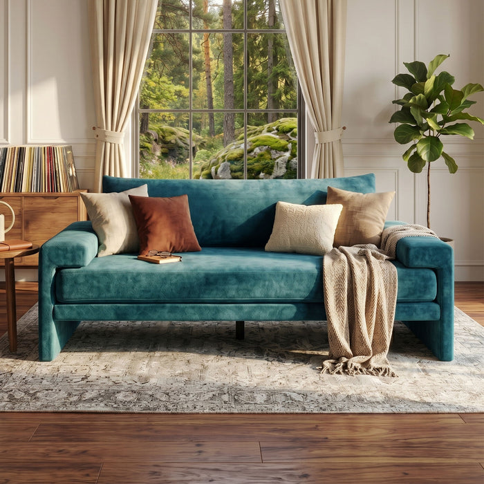 Upholstered 3 Seater Sofa With Wide Armrests