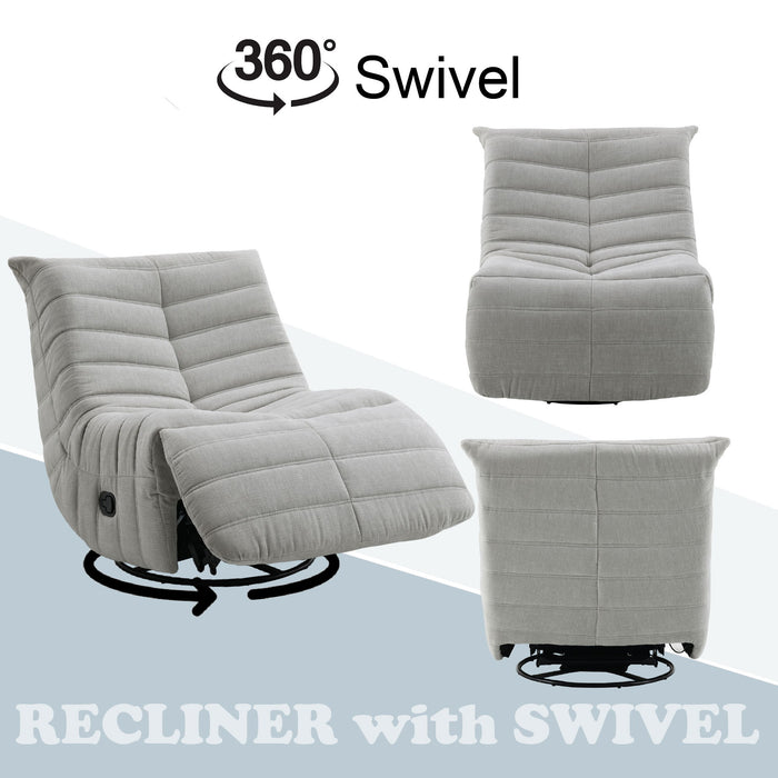 Glider Recliner With Swivel - Oyster Gray