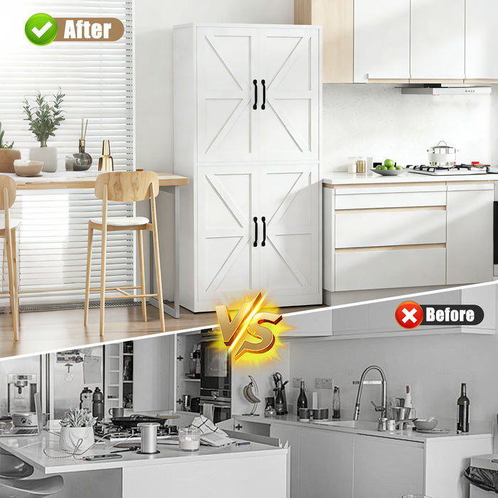 Kitchen Pantry Cabinet With Adjustable Shelves, Heavy Duty Storage - White