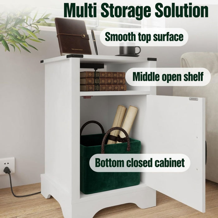 Farmhouse Nightstand, Charging Station & Storage