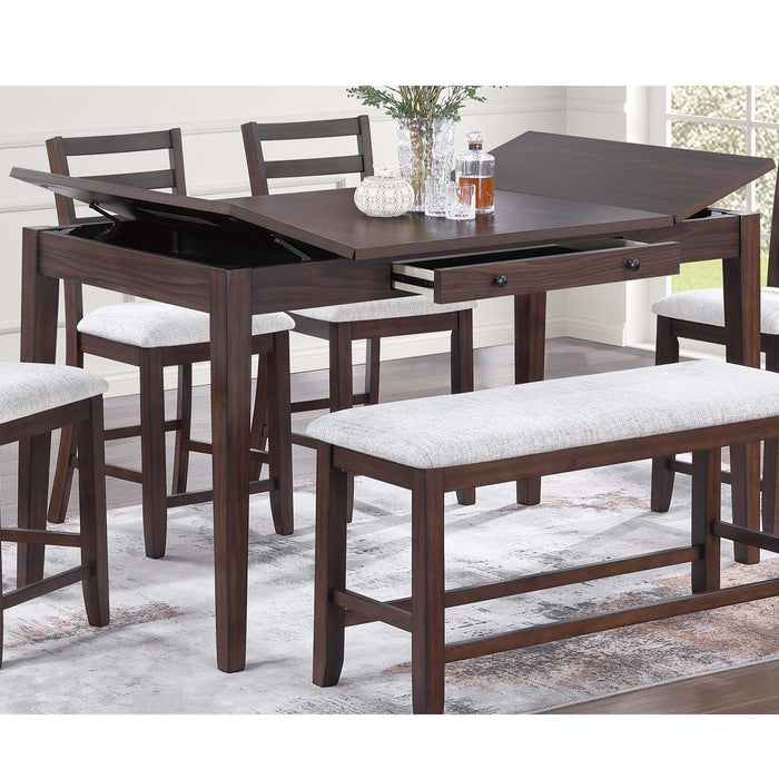 Cushion Padded Seat Counter Height Dining Bench - Walnut