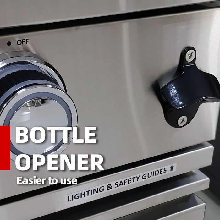 6 Burner 85, 000 Btu Deluxe Gas Outdoor Kitchen Island Grill With Wine Cooler Refrigerator, Rotisserie, Storage Cabinets & Drawers - Silver