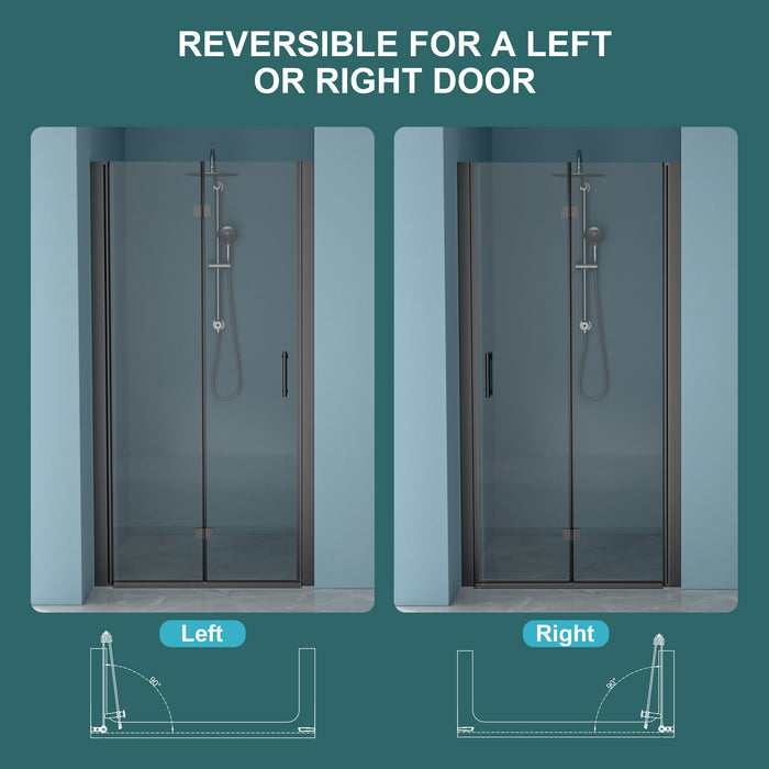 Fold Frameless Shower Door With Tempered Glass