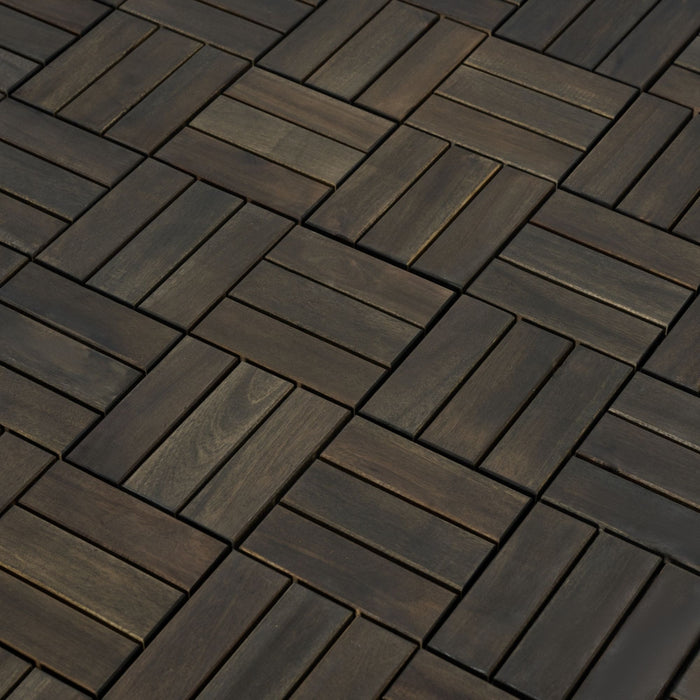Acacia Wood Interlocking Deck Tiles Checker Pattern For Outdoor Flooring