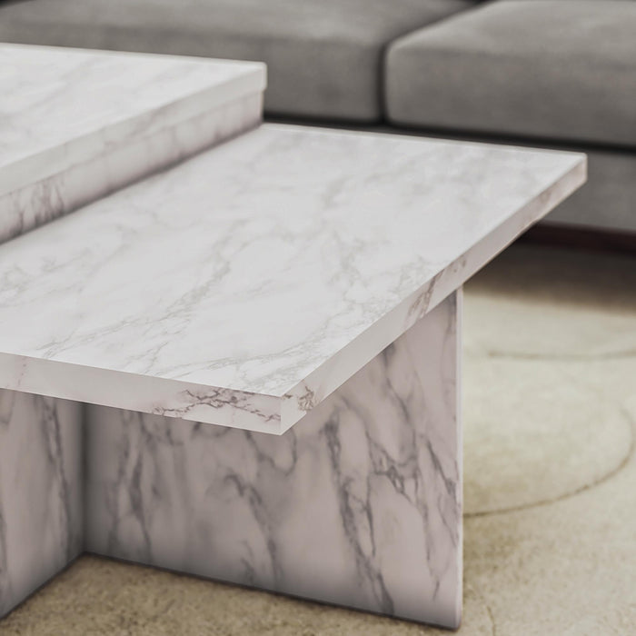 Brielle - 2 Tiered Coffee Table - White Marble