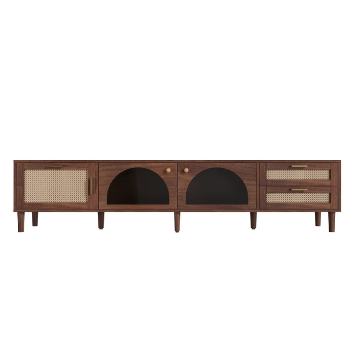 TV Stand For TVs Up To 90", Media Console With App Controlled LED Lights, 2 Drawers & Door Storage - Dark Brown