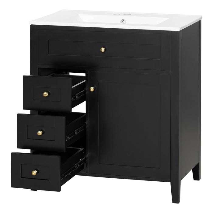 Bathroom Vanity With Sink, 3 Drawers And Adjustable Shelf, Freestanding Storage Unit