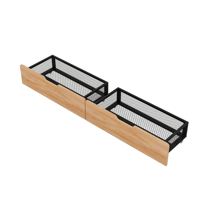 Full Size Convertible Bunk Bed With 2 Drawers Durable - Black