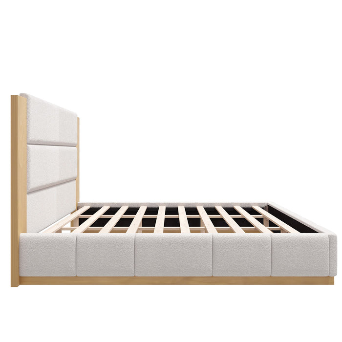 Modern Upholstered Platform Bed With Extended Headboard