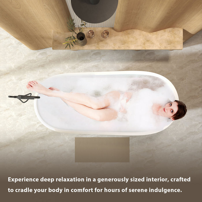 Special-Shaped Freestanding Slipper Bathtub, Overflow & Pop Up Drain