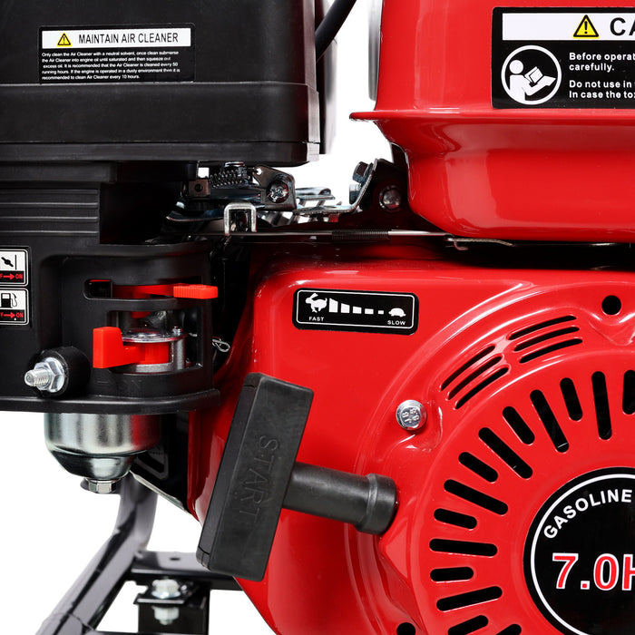 Gas Engine Powered Water Pump 3" Inlet & Outlet 7Hp 212Cc Epa Certified With Wheels And Handle - Black / Red