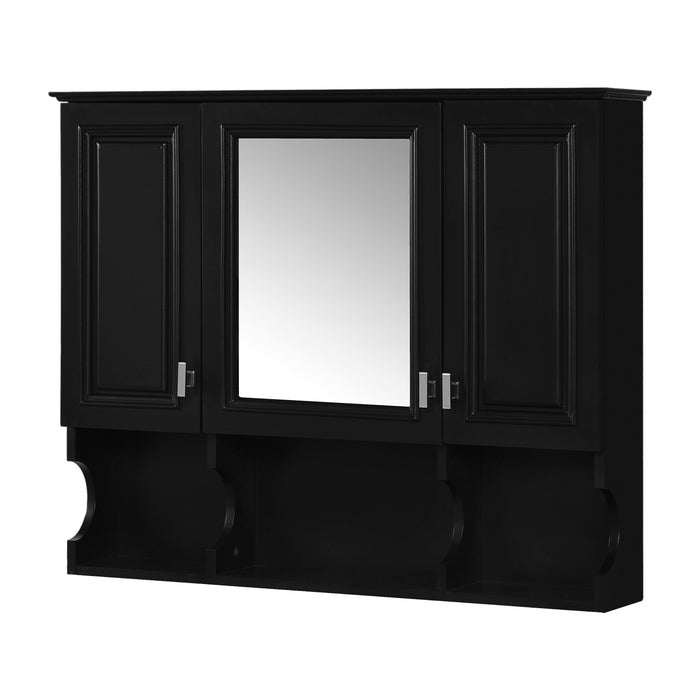 Wall Mounted Bathroom Medicine Wall Cabinet With Mirror & Open Shelves