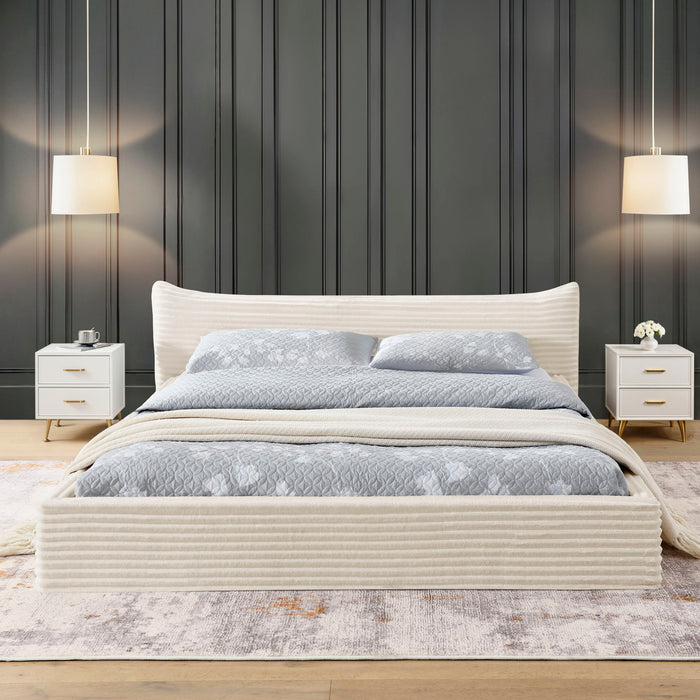 Modern Upholstered Bed Frame With Curved Headboard