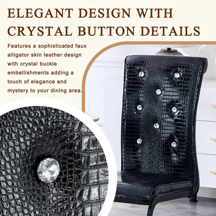 Alligator Skin Upholstered Dining Chairs