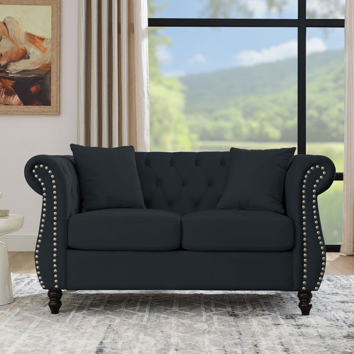 Chesterfield Sofa With Rolled Arms And Nailhead Trim