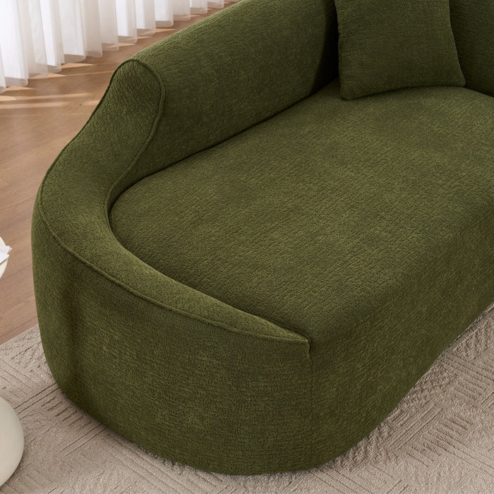 Compression Curved Chaise Longue Chair Indoor Loveseat Sofa Bed With Deep Seat And Pillow - Green