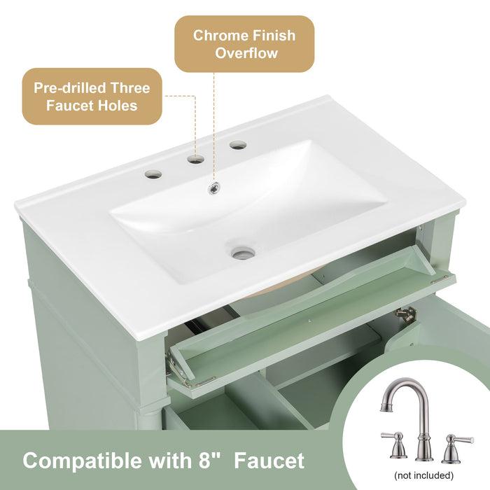 Modern Bathroom Vanity With Sink, Freestanding Cabinet With Flip Drawer & Adjustable Shelf