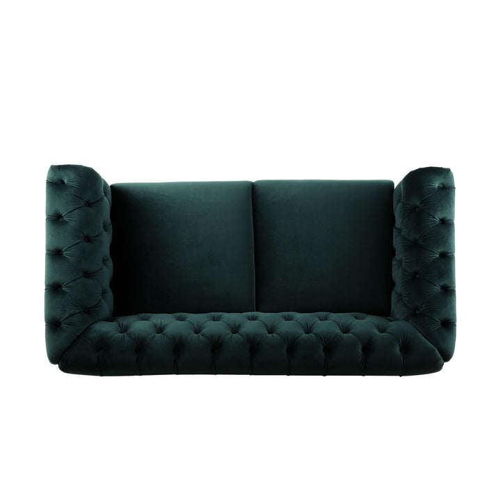 Chesterfield Velvet Loveseat Sofa, 2 Person Rolled Arm Upholstered Couch