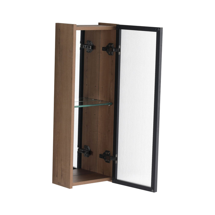 10" Bathroom Wall Mirror Cabinet With Door, Adjustable Shelf - Imitative Oak
