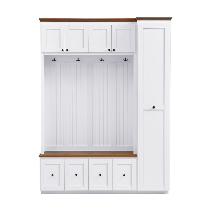 Entryway Hall Tree With Storage Bench, Coat Rack Shoe Bench With Cabinets