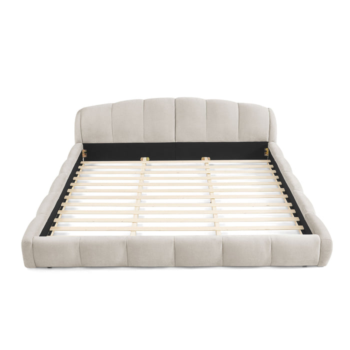 Upholstered Platform Bed Frame, Low Profile Floor Bed, No Box Spring Required