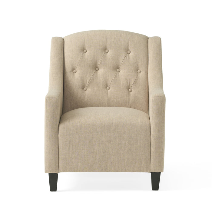 Elegant Upholstered Armchair With Ottoman Set - Beige