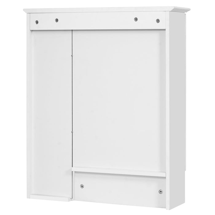 Modern 3 In 1 Bathroom Mirror Cabinet With Adjustable Shelf & Towel Bar