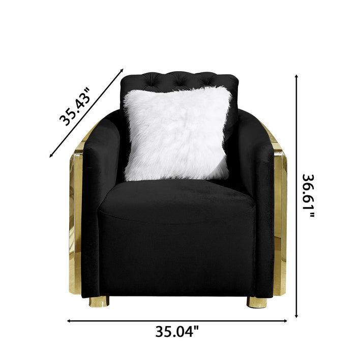 Accent Chair With Button Tufted Diamond Grid & 1 Pillow For Living Room