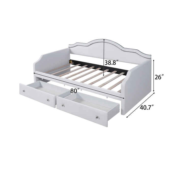 Upholstered Daybed With LED Lights And 2 Drawersme