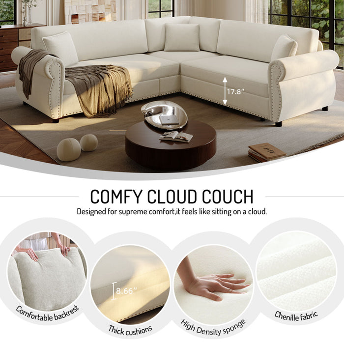 L-Shaped Sofa Couch With Pull-Out Bed