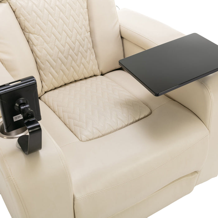 270 Degree Swivel Power Recliner With Tray Table, Phone Holder, Cup Holder, USB Port