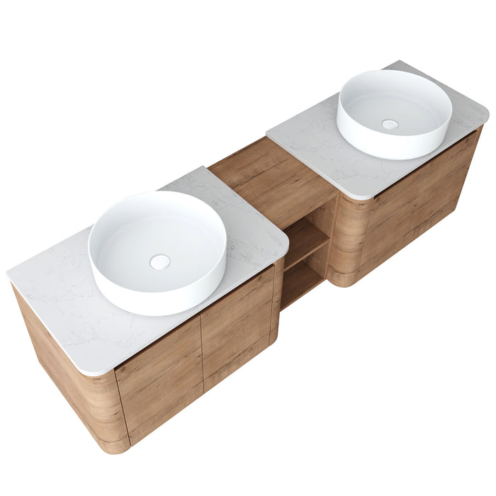 Wall Mounted Bathroom Vanity With Art Sink, 1 Storage Shelf, Soft Close Door