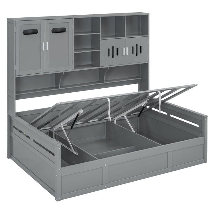 Daybed With All-In-One Cabinet And Shelf