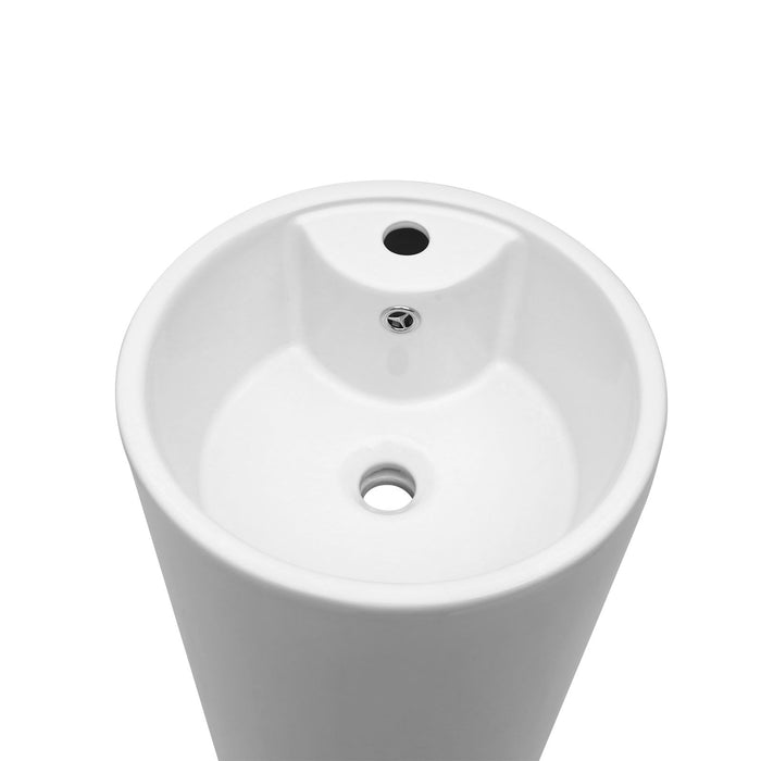 15" Pedestal Sink With Space Saving Design, Smooth Non Porous Surface For Powder Rooms - White