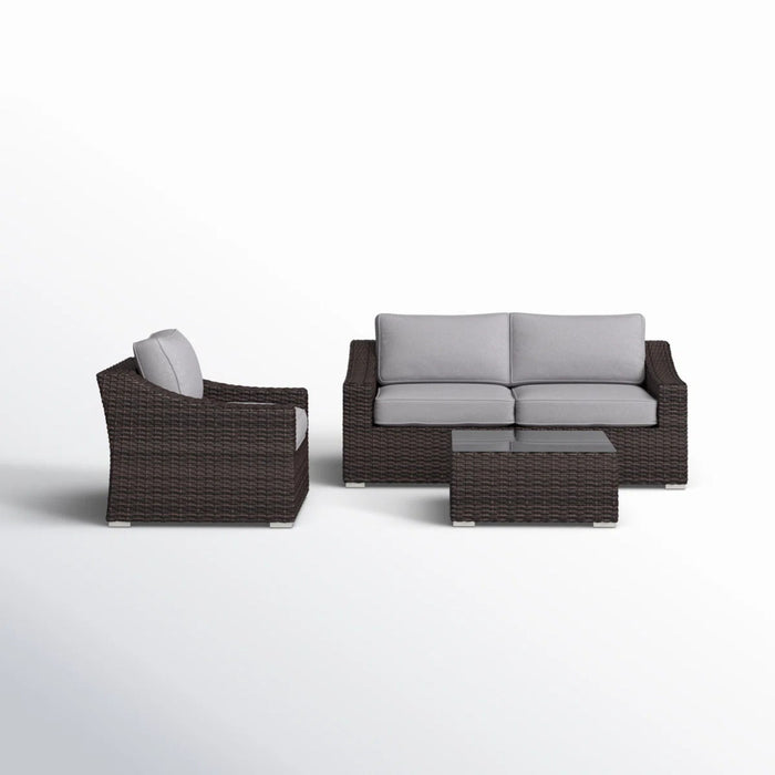 Outdoor Wicker Conversation Set With Cushions, All Weather